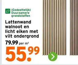 GAMMA Lattenwand walnoot en licht eiken met vilt ondergrond aanbieding