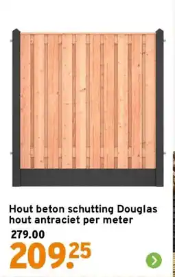 GAMMA Hout beton schutting Douglas hout antraciet per meter aanbieding