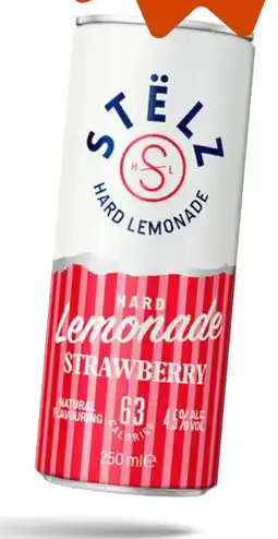Gall & Gall STËLZ Hard Lemonade Strawberry 25CL aanbieding