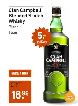 Gall & Gall Clan Campbell Blended Scotch Whisky 100CL aanbieding