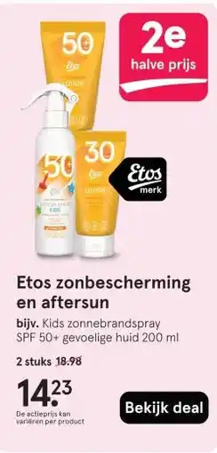 Etos Etos zonbescherming en aftersun aanbieding