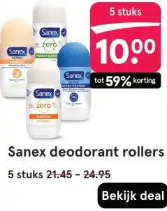 Etos Sanex deodorant rollers aanbieding