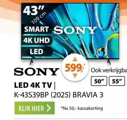 Expert Sony K-43S39BP (2025) BRAVIA 3 aanbieding