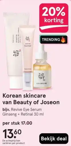 Etos Korean skincare van Beauty of Joseon aanbieding