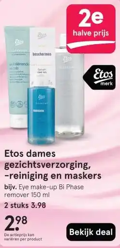 Etos Etos dames gezichtsverzorging, -reiniging en maskers aanbieding