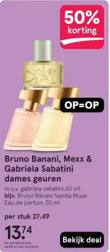 Etos Bruno Banani, Mexx & Gabriela Sabatini dames geuren aanbieding
