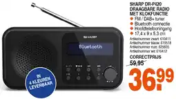 Correct SHARP DR-P420 DRAAGBARE RADIO MET KLOKFUNCTIE aanbieding