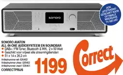 Correct SONORO AVATON ALL-IN-ONE AUDIOSYSTEEM EN SOUNDBAR aanbieding