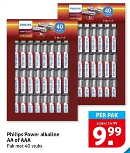 Hoogvliet Philips Power alkaline AA of AAA aanbieding