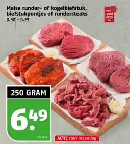 Poiesz Malse runder of kogelbiefstuk, biefstukpuntjes of rundersteaks aanbieding