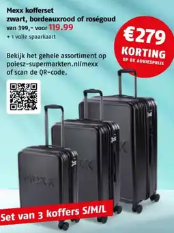 Poiesz Mexx kofferset zwart, bordeauxrood of roségoud aanbieding