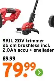 GAMMA SKIL 20V trimmer 25 cm brushless incl. 2,0Ah accu + snellader aanbieding