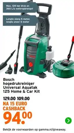 GAMMA Bosch hogedrukreiniger Universal Aquatak 125 Home & Car Kit aanbieding