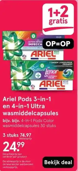 Ariel Pods 3-in-1 en 4-in-1 Ultra wasmiddelcapsules
