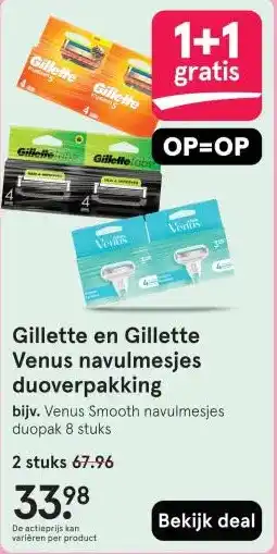 Etos Gillette en Gillette Venus navulmesjes duoverpakking aanbieding