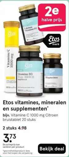 Etos Etos vitamines, mineralen en supplementen' aanbieding
