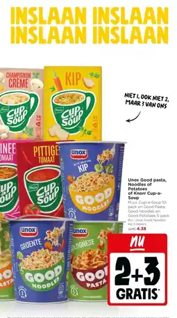 Jumbo Unox Good pasta, Noodles of Potatoes of Knorr Cup-a- Soup aanbieding