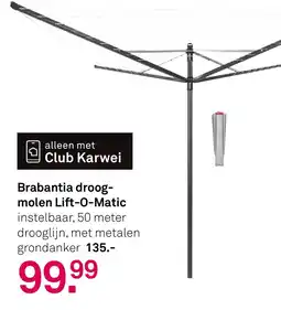 Karwei Brabantia droog- molen Lift-O-Matic aanbieding