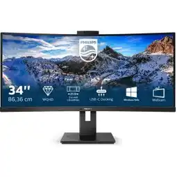 Bol.com Philips 346P1CRH - QHD Ultrawide Webcam Monitor - USB-C 90w - KVM-Switch - 34 inch aanbieding