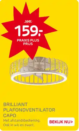 Praxis Brilliant Plafondventilator Capo aanbieding