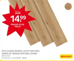 Praxis PVC Vloer Garda Licht Naturel Eiken of Warm Naturel Eiken aanbieding