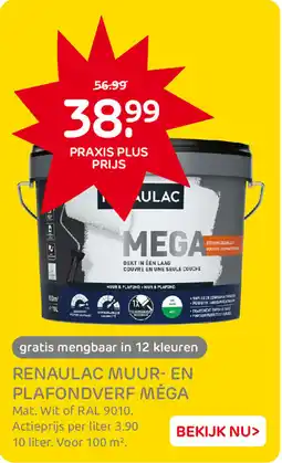 Praxis Renaulac Muur en Plafondverf Méga aanbieding