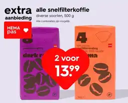 HEMA Alle snelfilterkoffie aanbieding