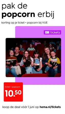 HEMA Ticket + popcorn aanbieding
