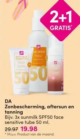 DA DA Zonbescherming, aftersun en tanning aanbieding