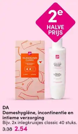 DA DA Dameshygiëne, incontinentie en intieme verzorging aanbieding
