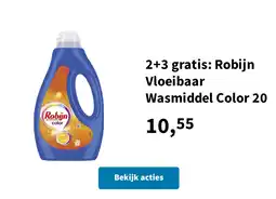 Plein.nl 2+3 gratis: Robijn Vloeibaar Wasmiddel Color 20 aanbieding