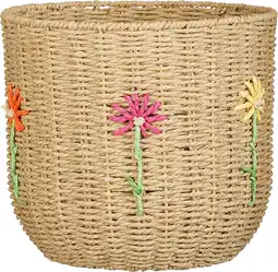 Intratuin Mica Decorations opbergmand Flora Bloem naturel D 31 H 28 cm aanbieding