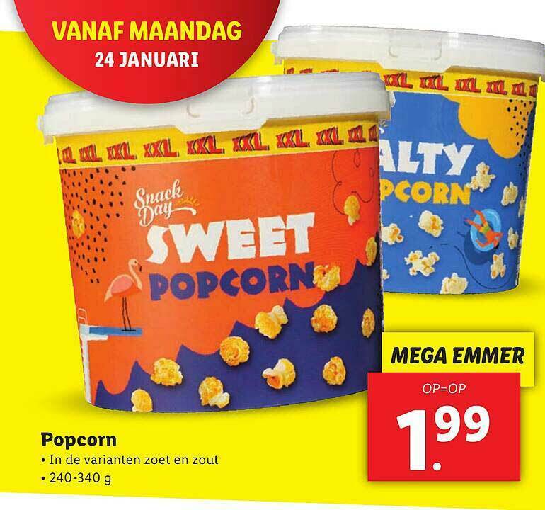 Snack Day Sweet Popcorn aanbieding bij Lidl