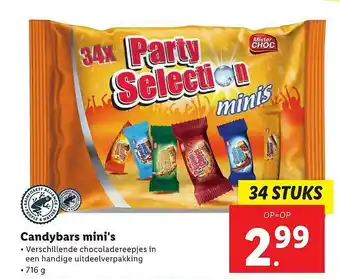 Lidl 34x Party Selection Minis Candybars Mini's aanbieding