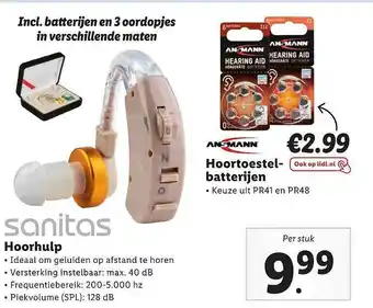 Lidl Hoorhulp Of Hoortoestel-batterijen aanbieding