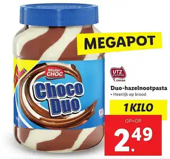 Lidl Mister Choc Duo-Hazelnootpasta aanbieding