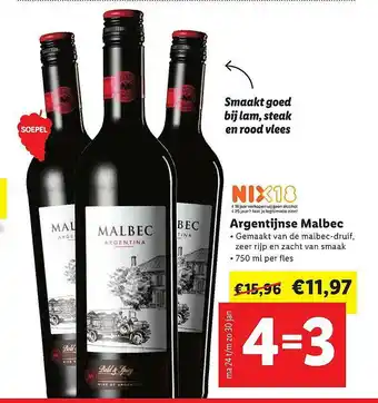 Lidl Argentijnse Malbec aanbieding