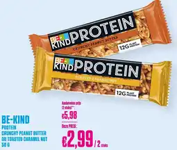 Medi Market Be-kind protein crunchy peanut butter ou toasted caramel nut aanbieding