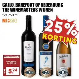 De Boerenschuur Gallo, barefoot of nederburg the winemasters wijnen aanbieding