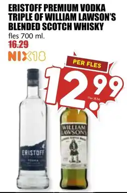 De Boerenschuur Eristoff premium vodka triple of william lawson's blended scotch whisky aanbieding