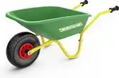 Bol.com BERG Dempy Kinderkruiwagen - Metaal - Met kunststof bak - 40 kg laadgewicht - Luchtband - Groen/Geel aanbieding