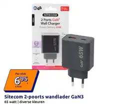 Action Sitecom 2-poorts wandlader GaN3 aanbieding
