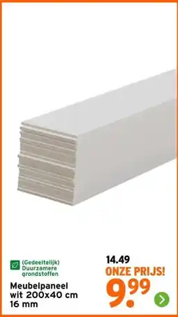 GAMMA Meubelpaneel wit 200x40 cm 16 mm aanbieding
