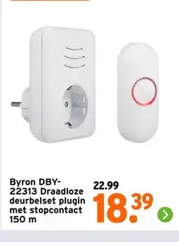 GAMMA Byron DBY- 22313 Draadloze deurbelset plugin met stopcontact 150 m aanbieding