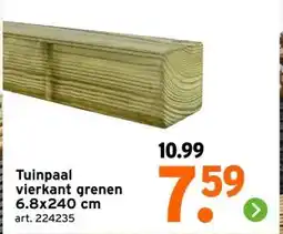 GAMMA Tuinpaal vierkant grenen 6.8x240 cm aanbieding