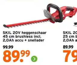 GAMMA SKIL 20V heggenschaar 45 cm brushless incl. 2,0Ah accu + snellader aanbieding