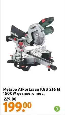 GAMMA Metabo Afkortzaag KGS 216 M 1500W gesnoerd met trekfunctie aanbieding