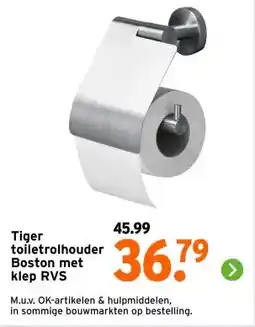 GAMMA Tiger toiletrolhouder Boston met klep RVS aanbieding