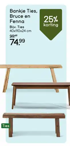 Leen Bakker Bekijk bankje Ties, Bruce en Fenna aanbieding