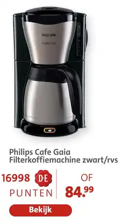 Bruna Philips Cafe Gaia Filterkoffiemachine zwart/rvs aanbieding